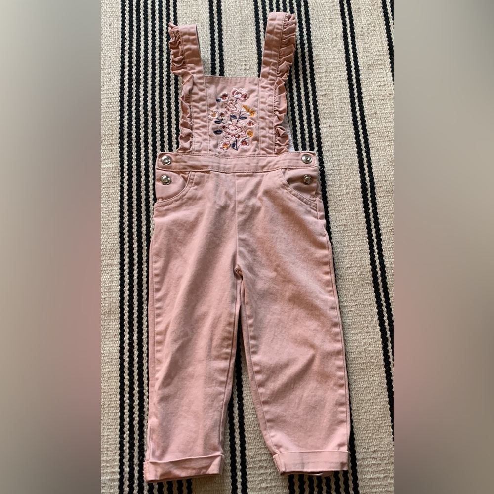 Toddler girls pink overalls
